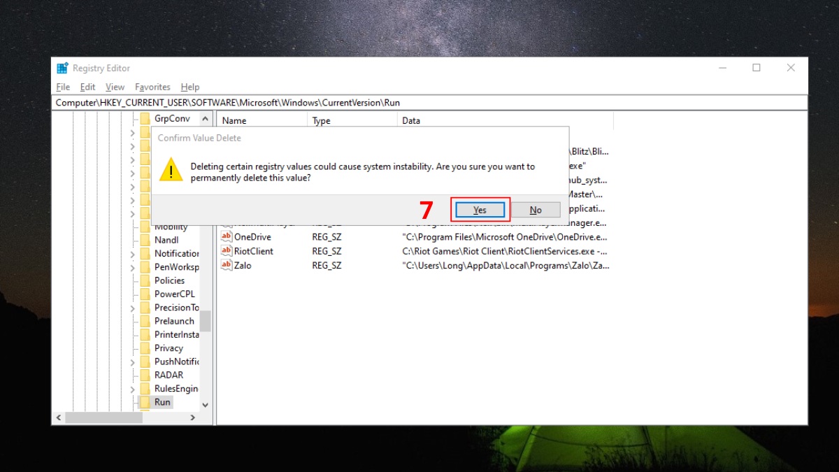 Tắt ứng dụng tự khởi chạy trên Win 11 qua Registry Editor 3