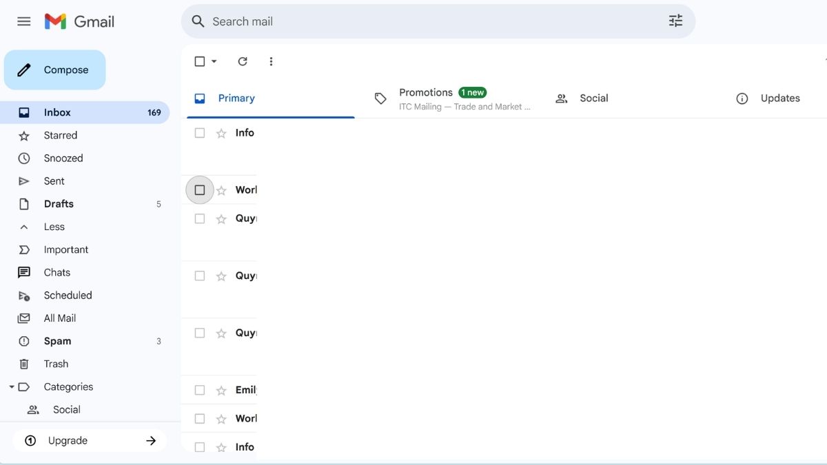 Xóa thư trong tài khoản Gmail bằng máy tính 1