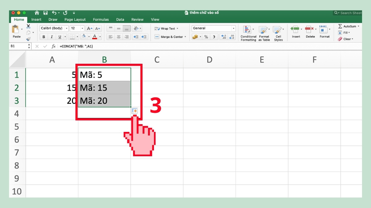 5 cách thêm chữ vào trước số trong Excel chi tiết 10