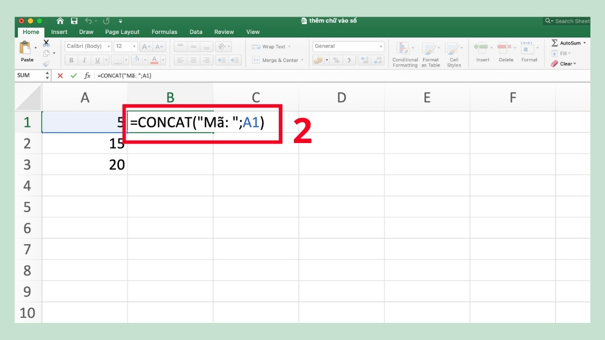 5 cách thêm chữ vào trước số trong Excel chi tiết 9