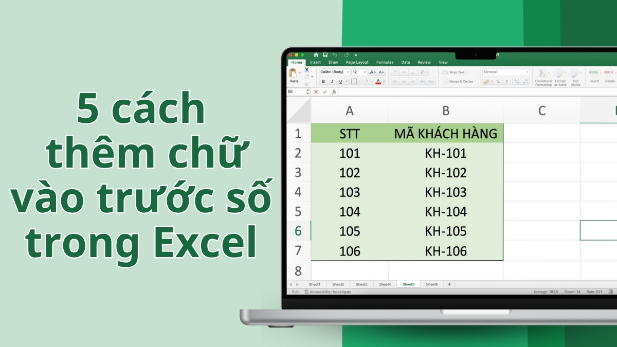 5 cách thêm chữ vào trước số trong Excel chỉ trong vài giây