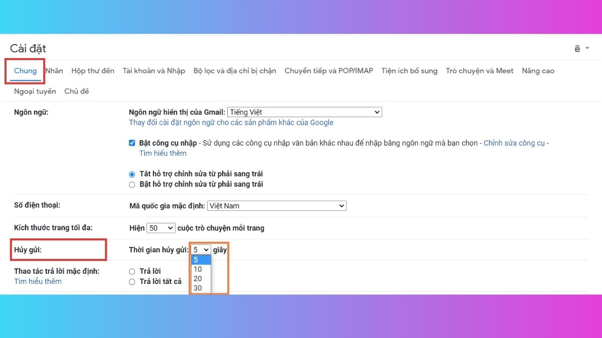 Cách bật & kéo dài thời gian hoàn tác gửi trong Gmail 2