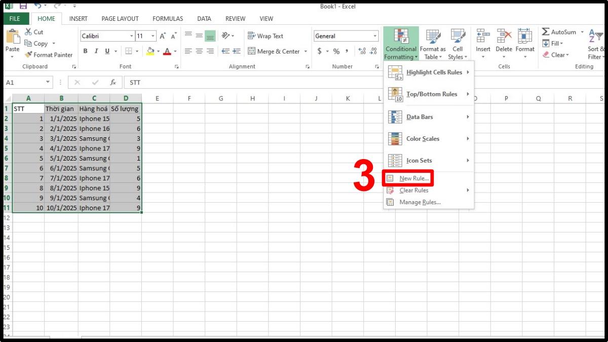 Cách tô màu xen kẽ trong Excel bằng Conditional Formatting 2