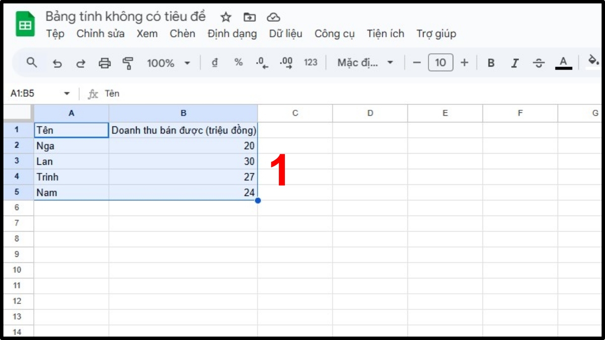Hướng dẫn cách vẽ biểu đồ trong Google Sheet 1