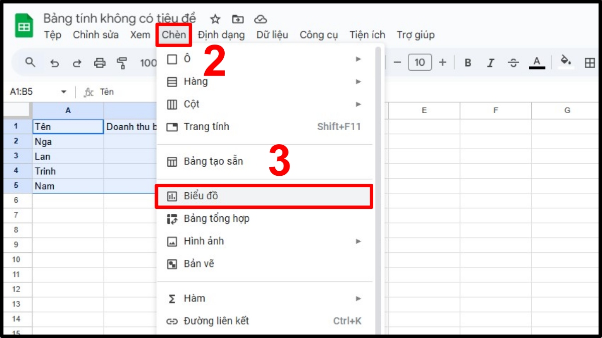Hướng dẫn cách vẽ biểu đồ trong Google Sheet 2
