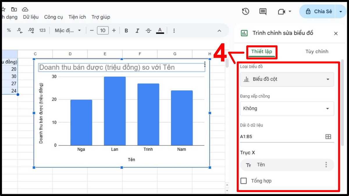 Hướng dẫn cách vẽ biểu đồ trong Google Sheet 3