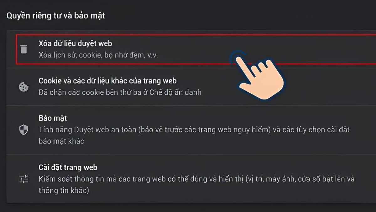 Xóa cookie Chrome trên trình duyệt máy tính 4