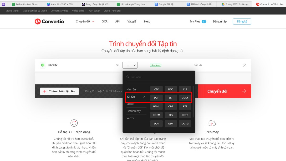 Chuyển file XLSX sang XLS, CSV, PDF trực tuyến 2