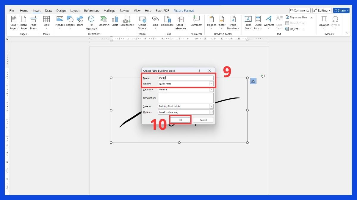 Cách chèn chữ ký vào Word có thể tái sử dụng 3