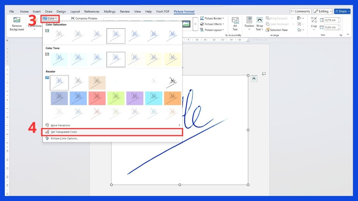 Chi tiết từng bước 3 cách xóa nền chữ ký trong Word 5