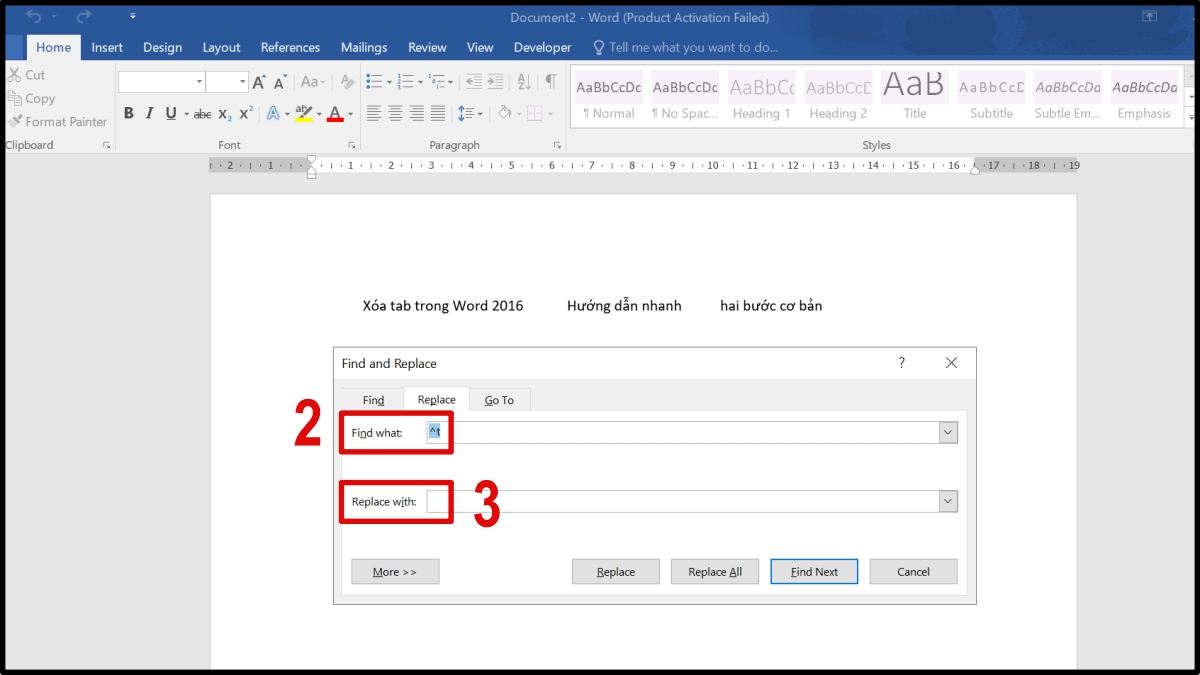 Hướng dẫn xóa ký tự tab ẩn trong văn bản Word 2