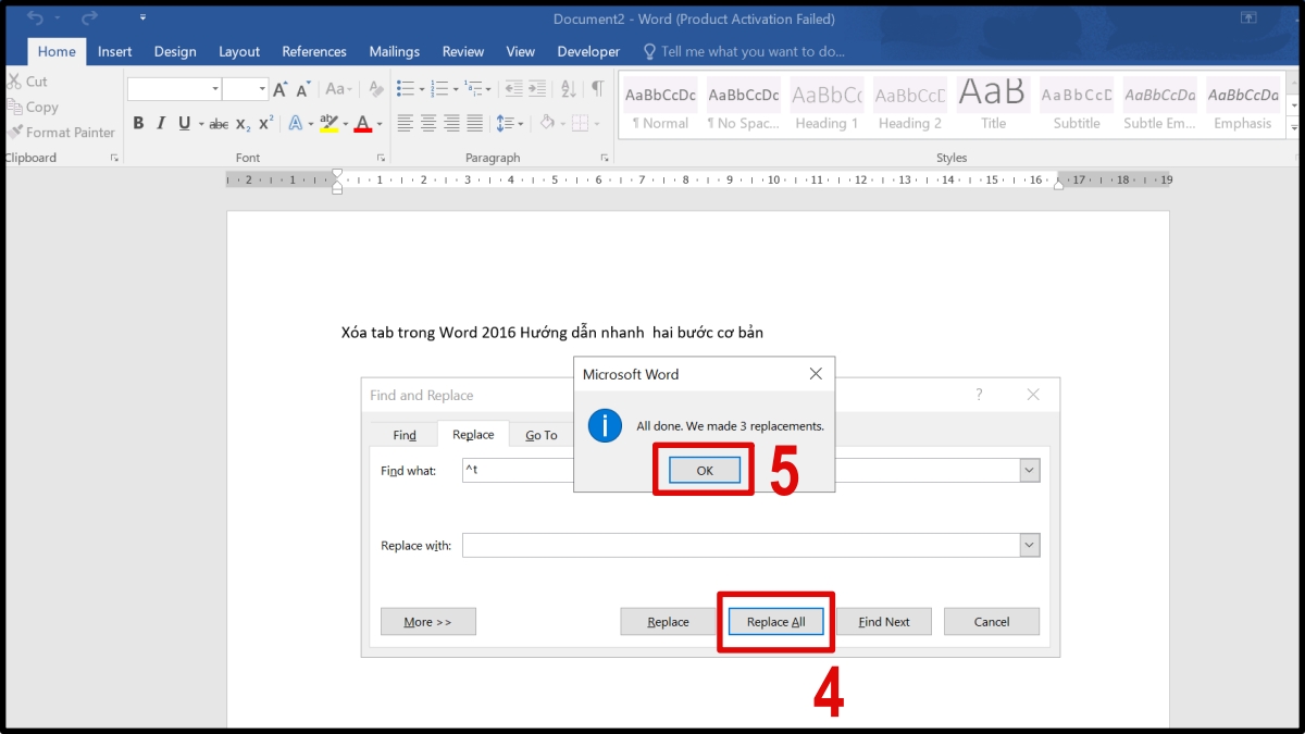 Hướng dẫn xóa ký tự tab ẩn trong văn bản Word 3