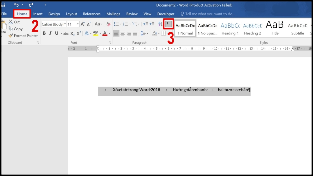 Hướng dẫn xóa ký tự tab ẩn trong văn bản Word 5