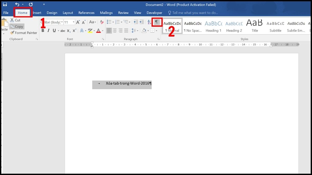 Xóa tab trong Word bằng thước (Ruler) 1