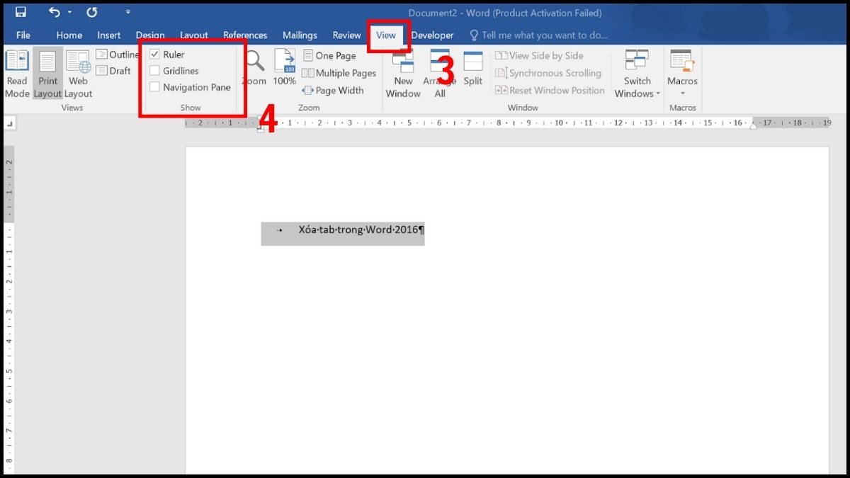 Xóa tab trong Word bằng thước (Ruler) 2