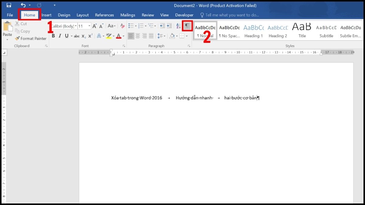 Xóa tất cả tab bằng hộp thoại Tabs 1