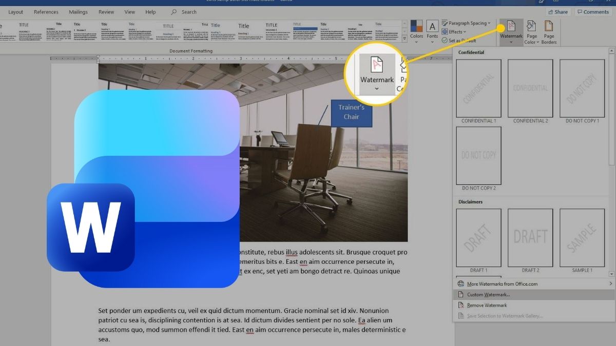 Các loại watermark trong Word
