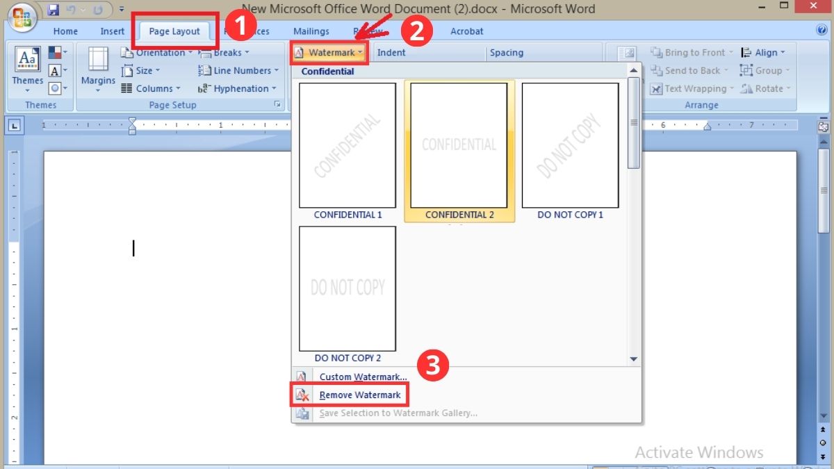 Xóa watermark trong Word 2010 và 2007