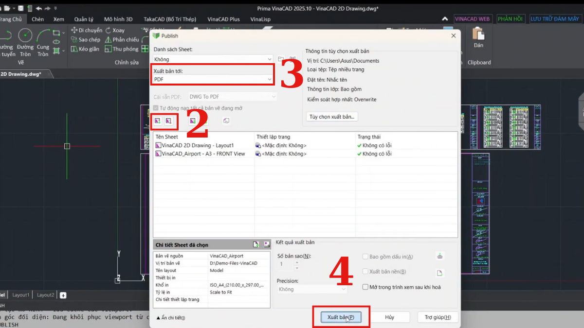 2 cách xuất nhiều layout trong CAD sang PDF 2