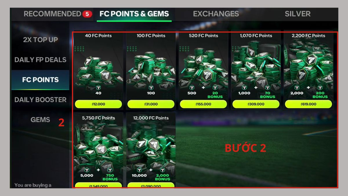 cách Nạp FC Mobile trên App Store bước 2