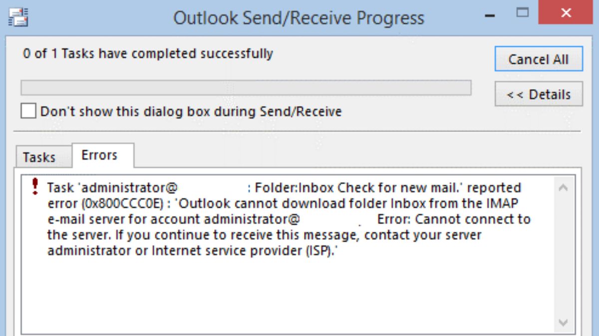 0x800ccc0e Outlook là lỗi khiến quá trình gửi và nhận thư bị gián đoạn