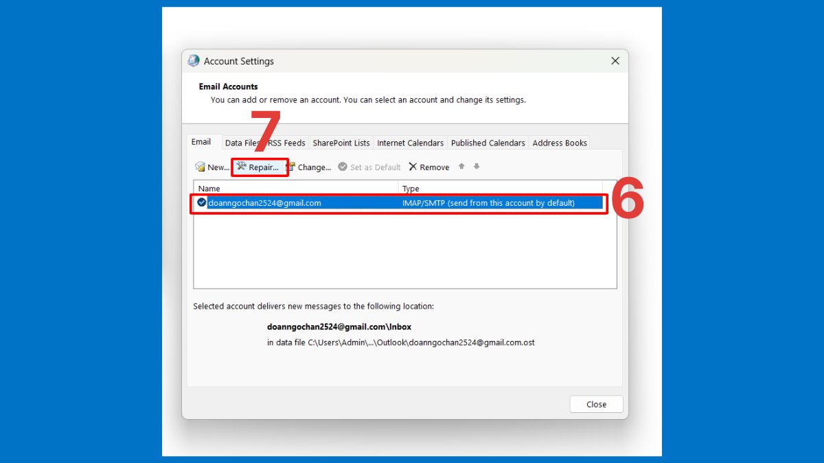 Xác minh hồ sơ Outlook để khắc phục lỗi 0x800ccc0e bước 3