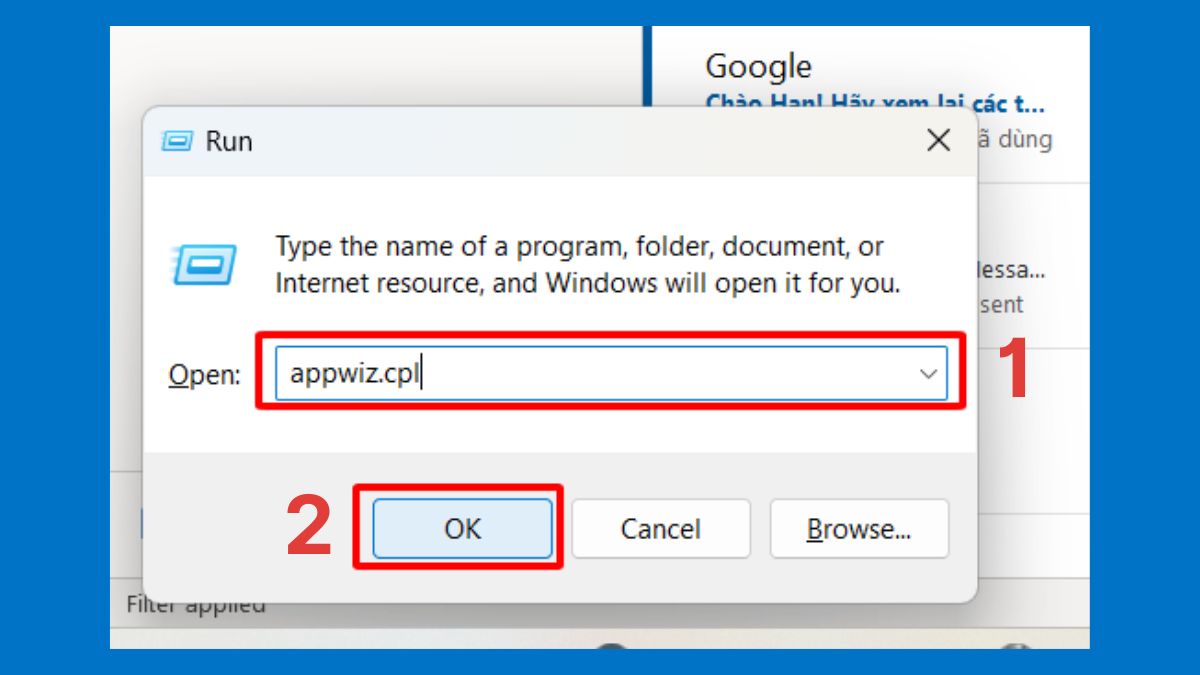 Thực hiện cài đặt lại Outlook để sửa lỗi 0x800ccc0e bước 1