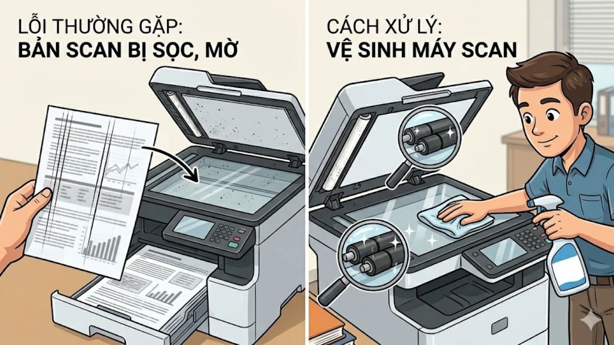 Bản scan bị sọc, mờ và cách khắc phục
