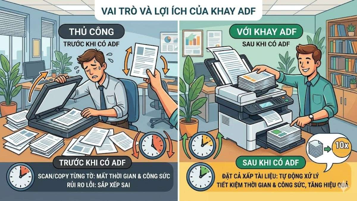 Khay ADF trên máy in giúp tiết kiệm thời gian và công sức
