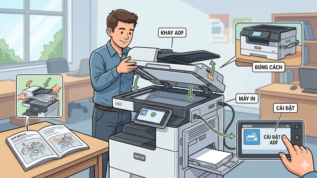 Hướng dẫn sử dụng khay ADF đúng cách và bền bỉ bước 1