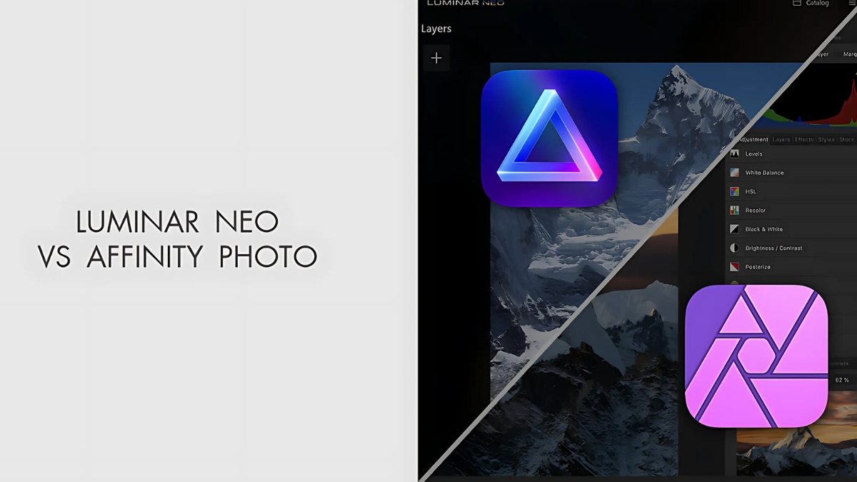 Affinity Photo 2 nổi bật với bộ công cụ chỉnh sửa chuyên sâu hơn so với Luminar Neo 