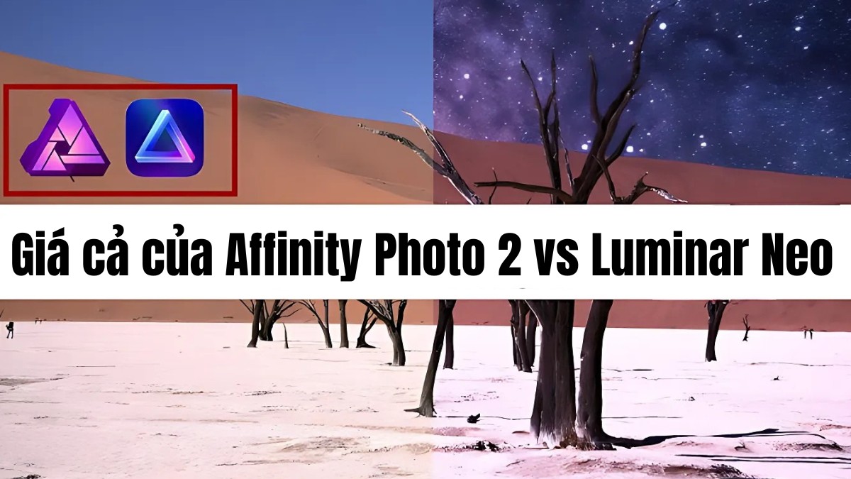 Mức giá cả và hình thức thu phí của Affinity Photo 2 vs Luminar Neo khác nhau