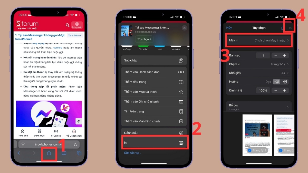 Cách sử dụng AirPrint để in n trang web từ Safari bước 1