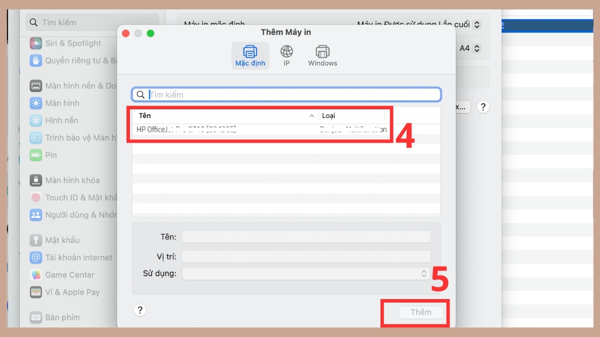 Thêm máy in AirPrint tự động trên Macbook bước 4