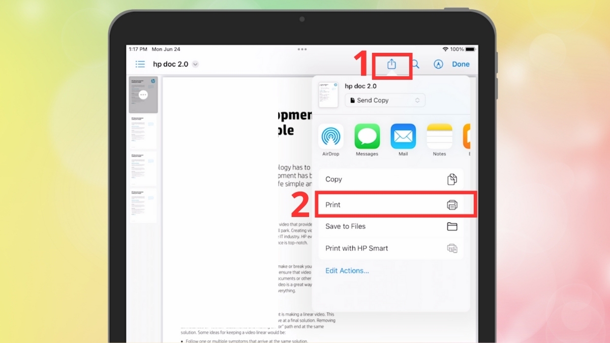Tiến hành in bằng AirPrint