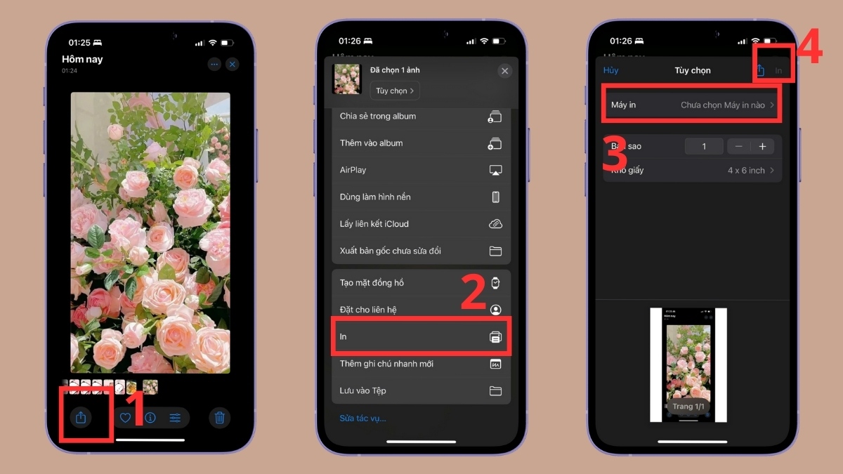 Cách sử dụng AirPrint để in hình ảnh từ ứng dụng Ảnh