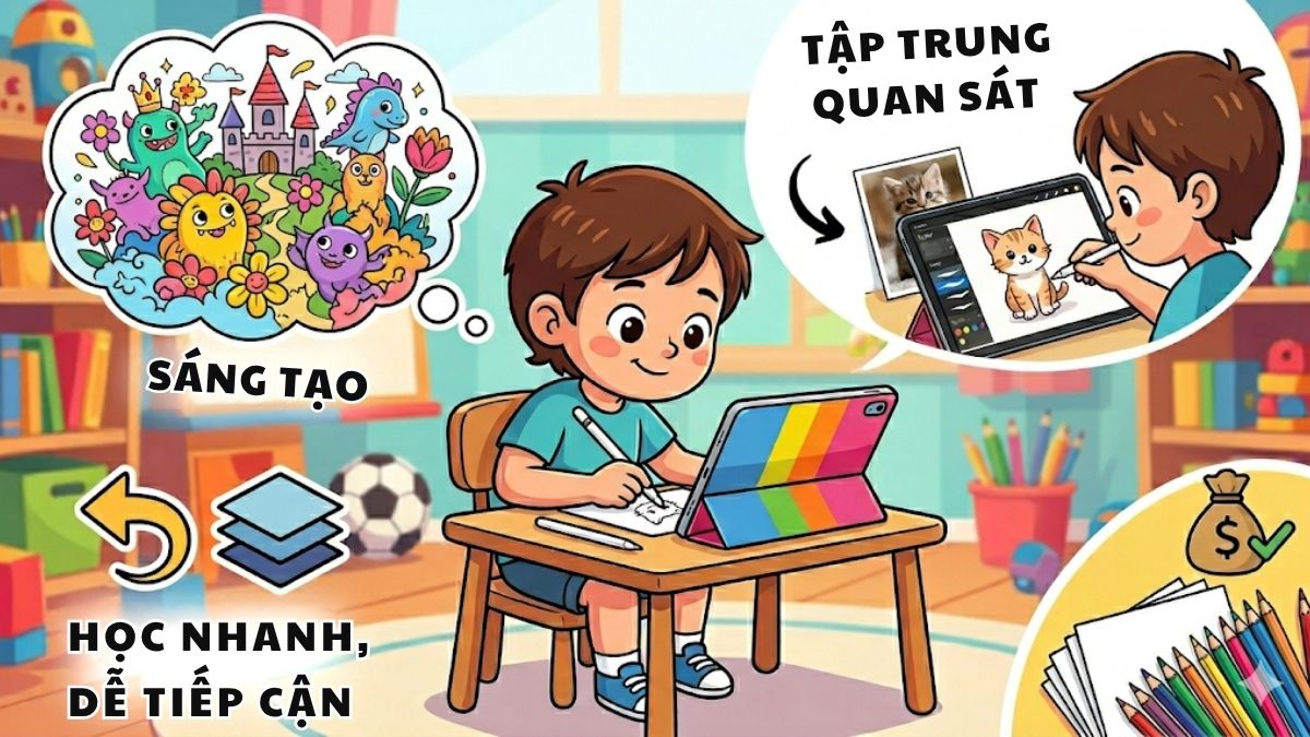 Lợi ích khi cho trẻ học vẽ trên iPad