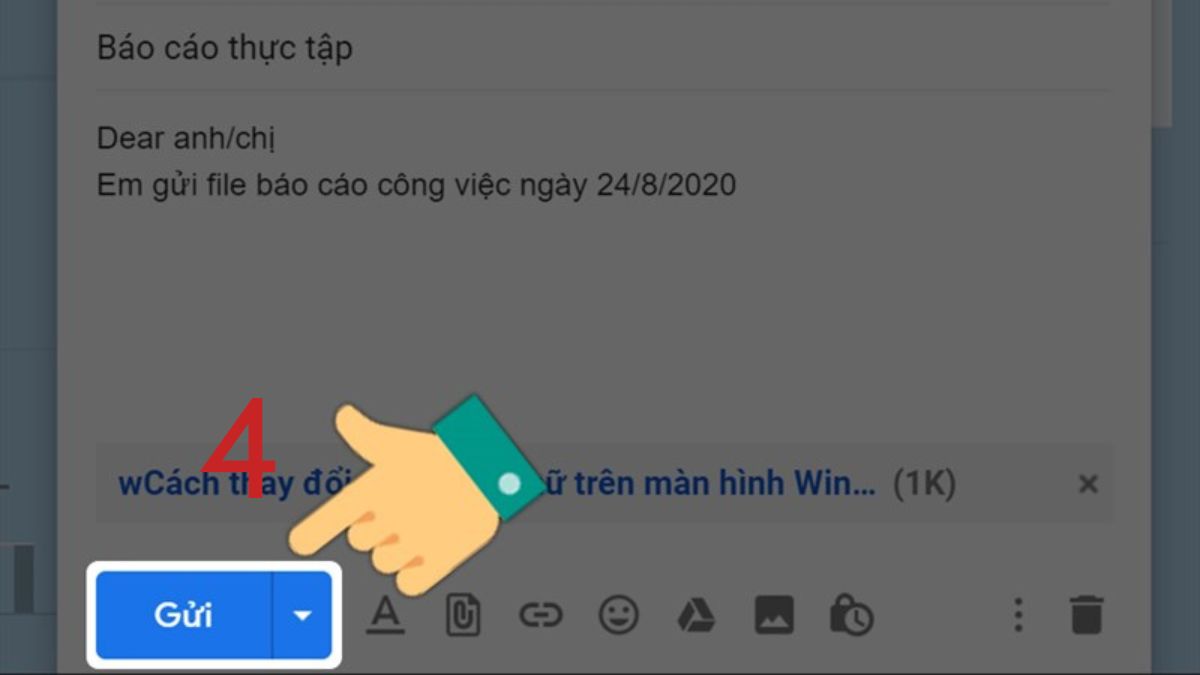 Cách sử dụng Attach a file trong Gmail bước 4