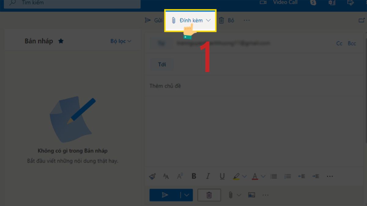 Cách sử dụng Attach a file trong Outlook bước 1