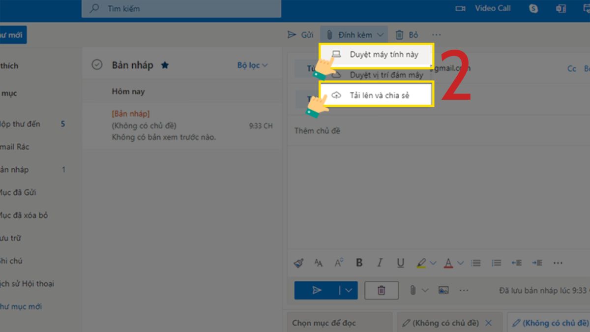 Cách sử dụng Attach a file trong Outlook bước 2