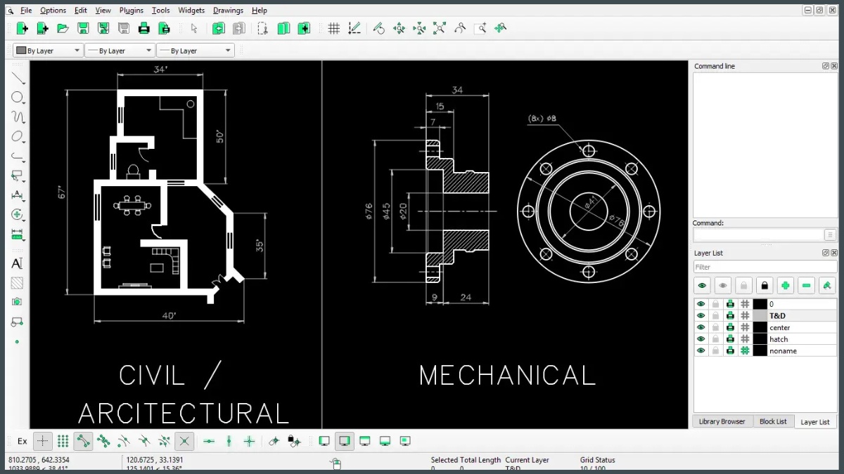 LibreCAD là phần mềm AutoCAD DWG Viewer phổ biến nhất