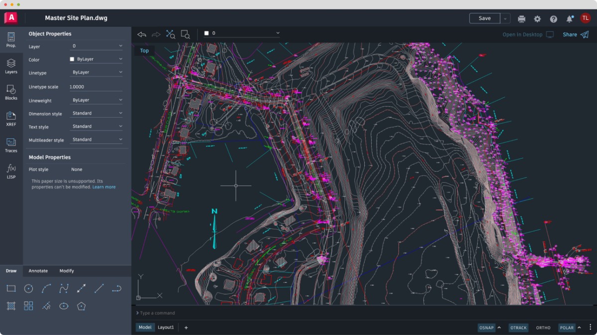 AutoCAD Web sở hữu giao diện trực quan, dễ sử dụng