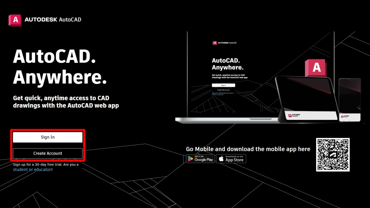 Hướng dẫn truy cập và sử dụng AutoCAD Web bước 1 (Hình minh họa)