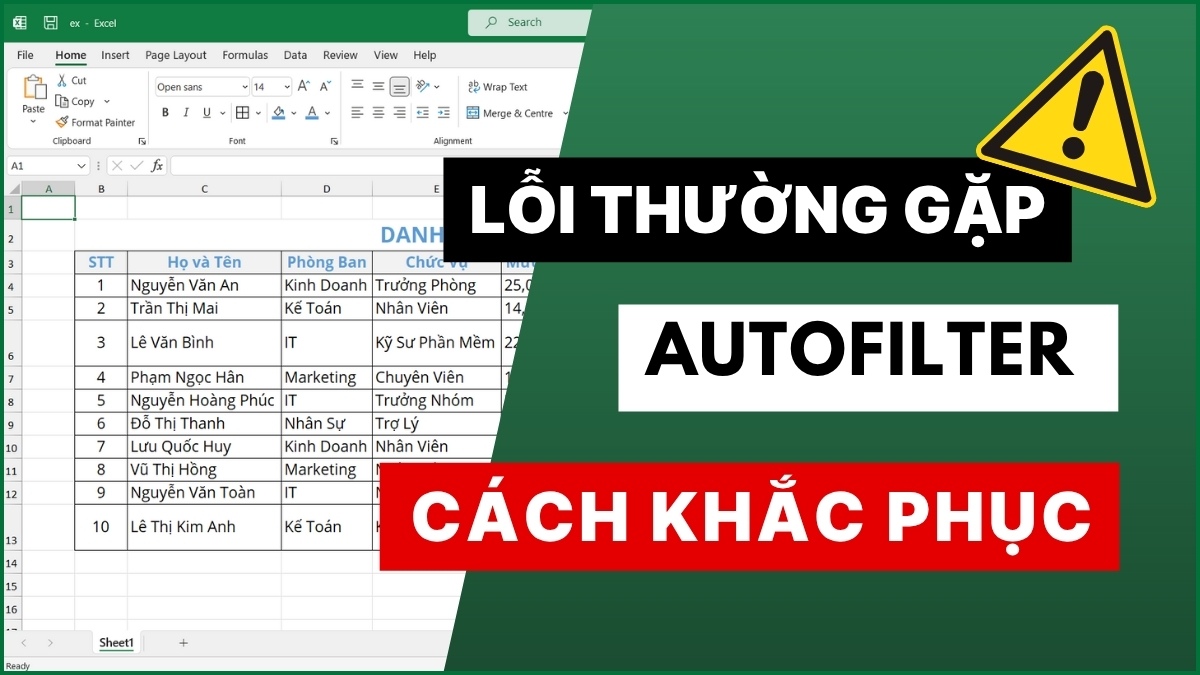 Lỗi thường gặp khi dùng AutoFilter và cách khắc phục