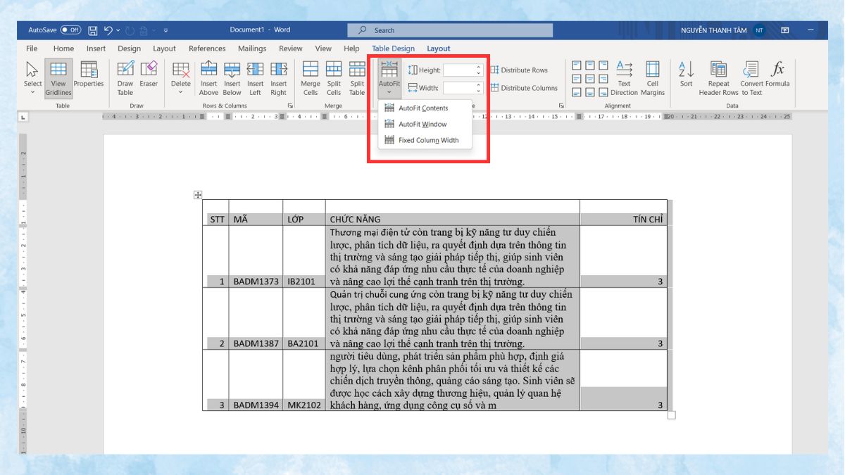 Một số mẹo khi sử dụng bảng trong Word