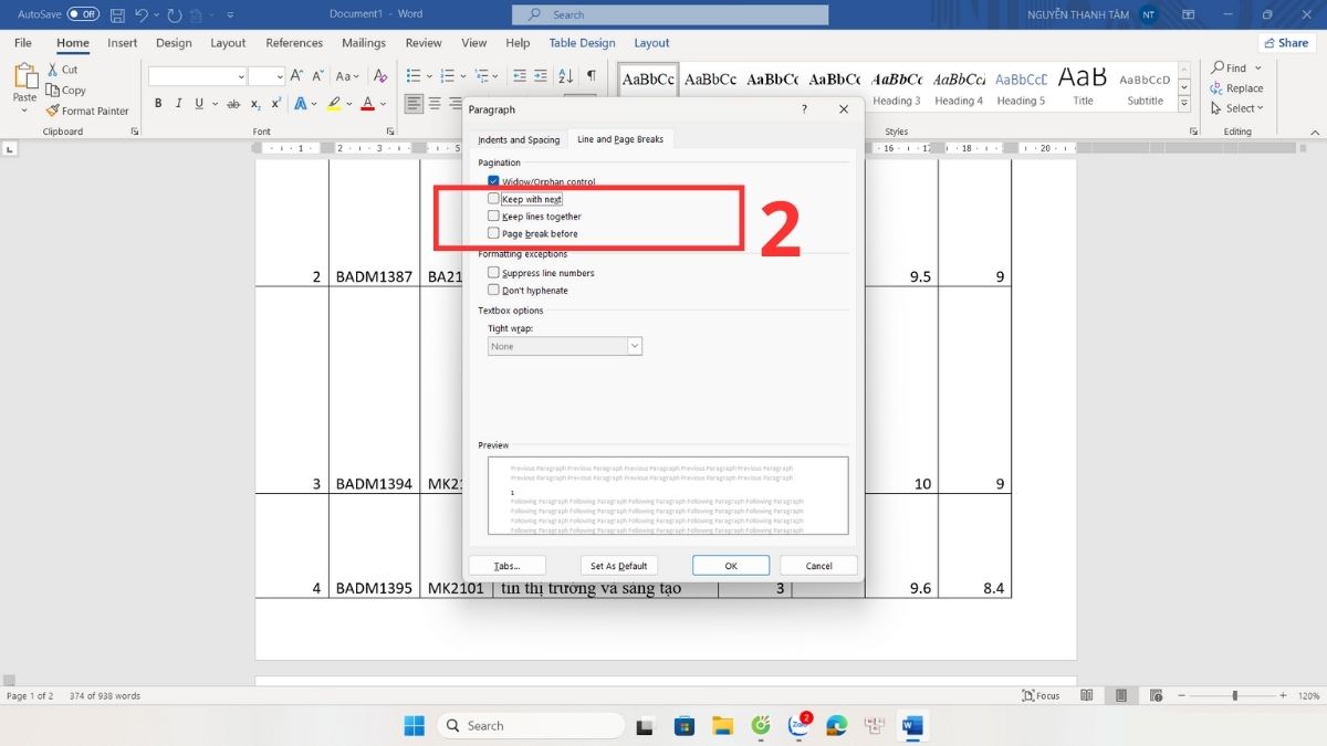 Cách sử dụng Paragraph để ngắt dòng bước 2