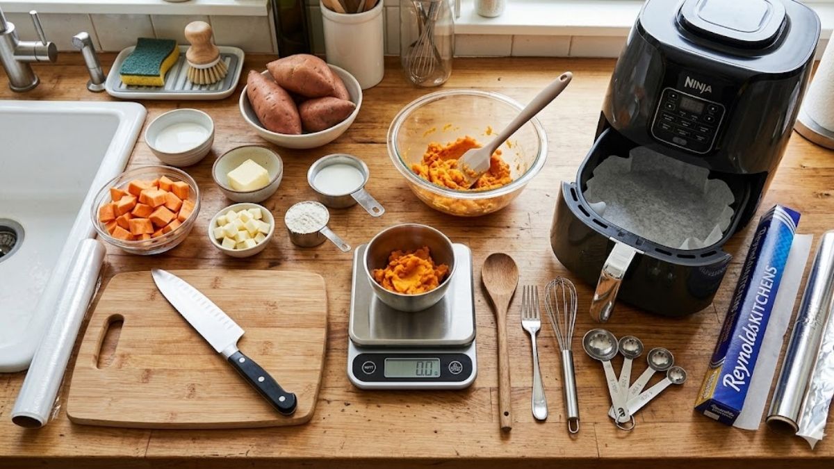 Dụng cụ cần chuẩn bị để làm bánh phô mai bằng nồi chiên không dầu