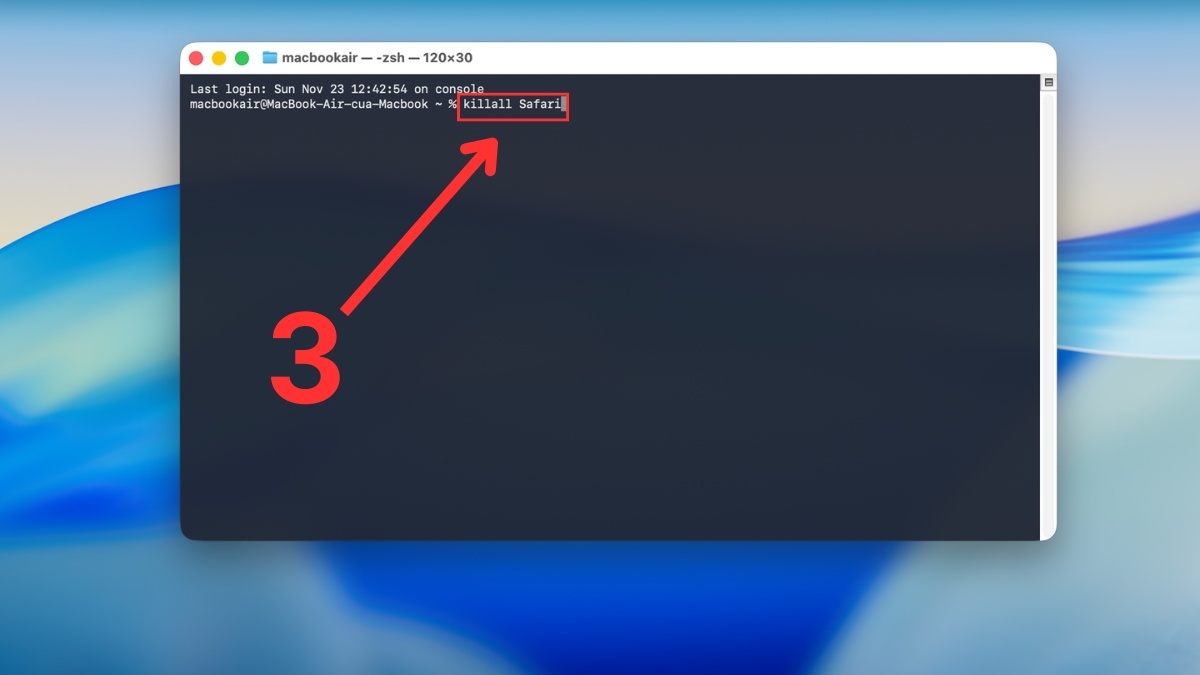 Buộc thoát ứng dụng bằng Terminal bước 2