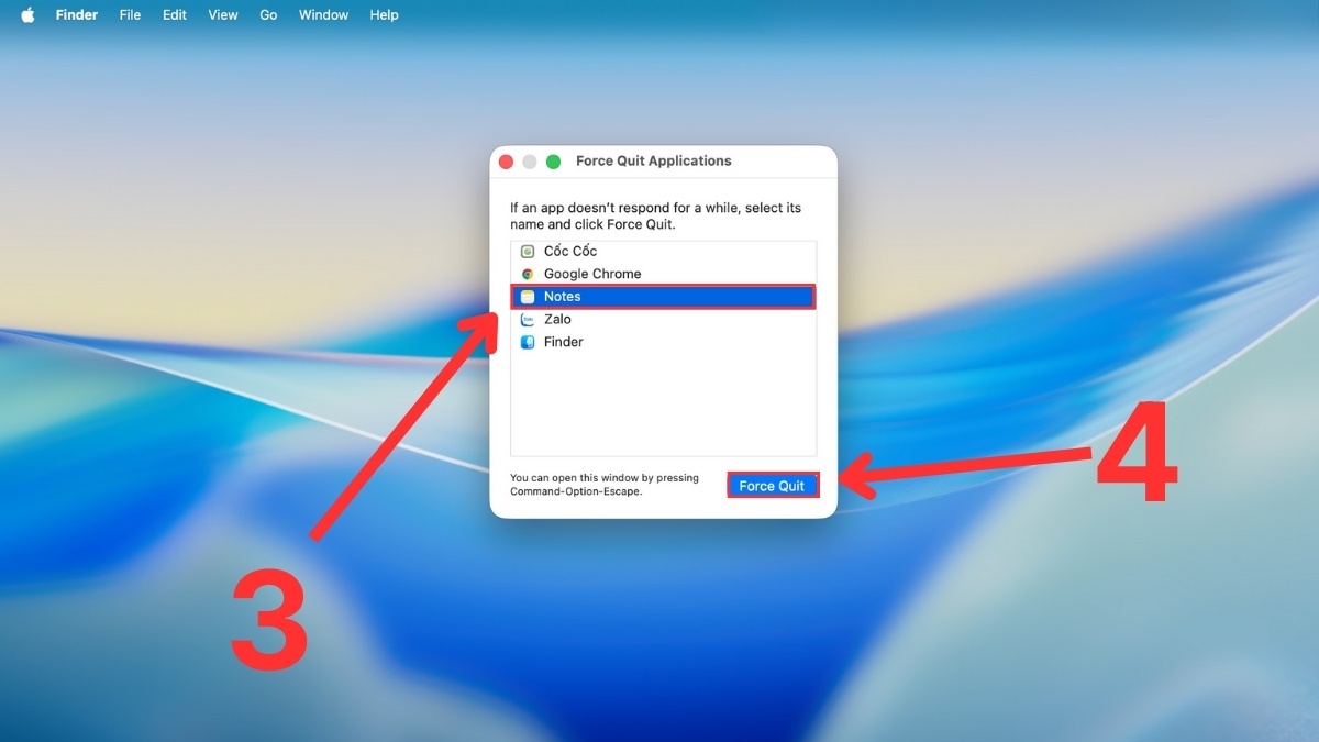 Bắt buộc thoát ứng dụng qua menu Apple bước 2