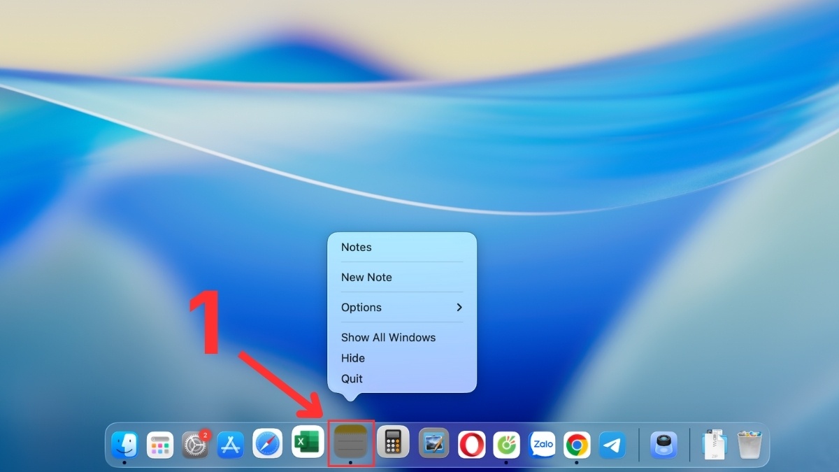 Buộc thoát ứng dụng qua Dock bước 1